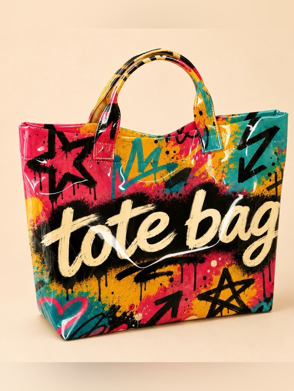 Colorful Graffiti Tote Bag - Multicolor